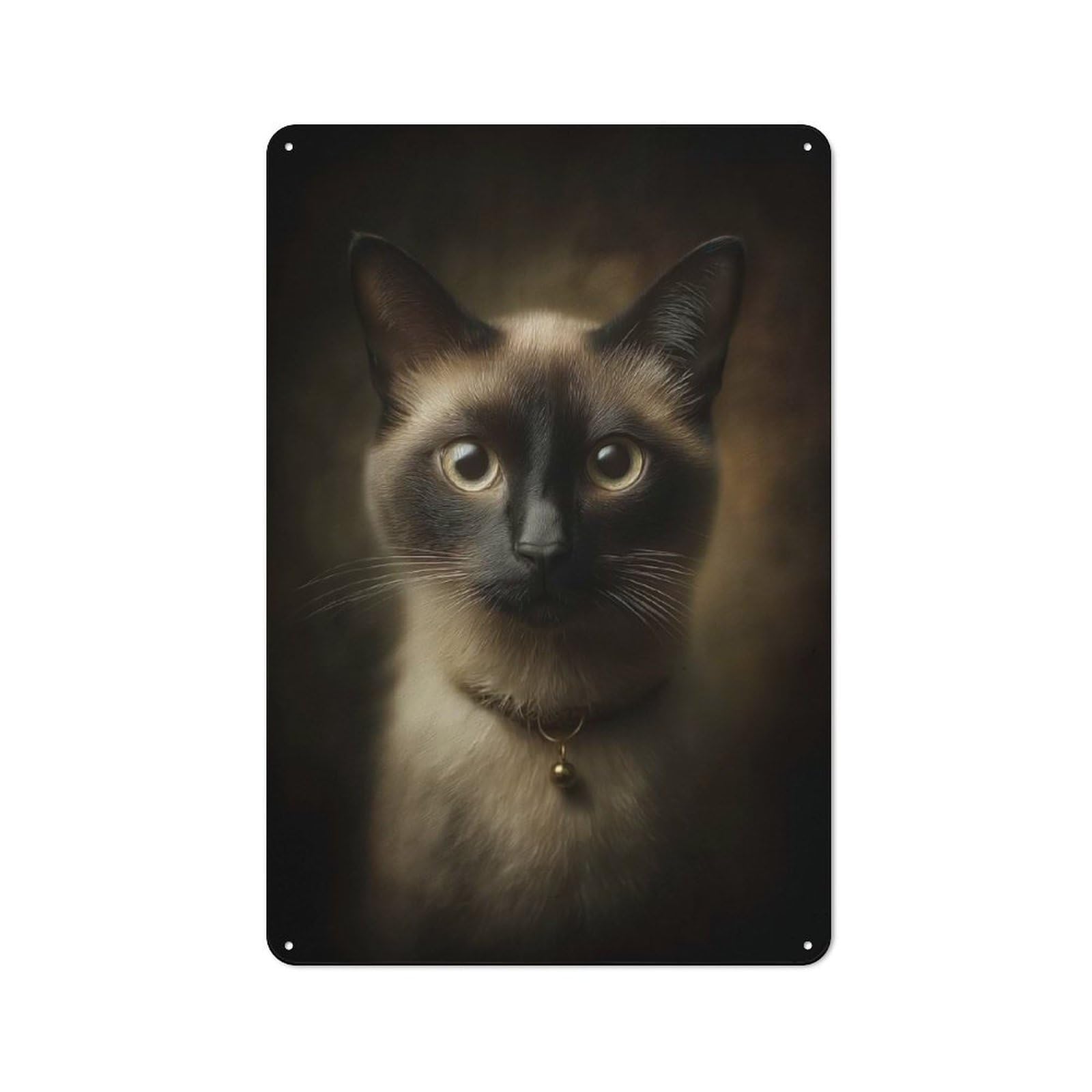 Metal Sign 30x20cm with Elegant Siamese Cat Portrait for Pub Or Café, Vintage Decor, for Metal Sign Collectors, for Garage And Workshop Walls