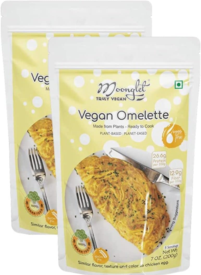 Vegan Omelette (Eggless) | Protein Rich Post Workout Gym Snack | Pancake, Breakfast Cereal Alternative | 400g: Pack of 2, 200g each (makes approx.16 vegan Omelette)