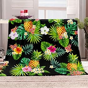 Pineapple Floral Blanket Gifts for Women Kids Girls Tropical Colorful Flowers Leaves Foliage Throw Bedroom Summer Decor Soft Plush Throw 50"x60" 61JcIRQpe5L. SS280