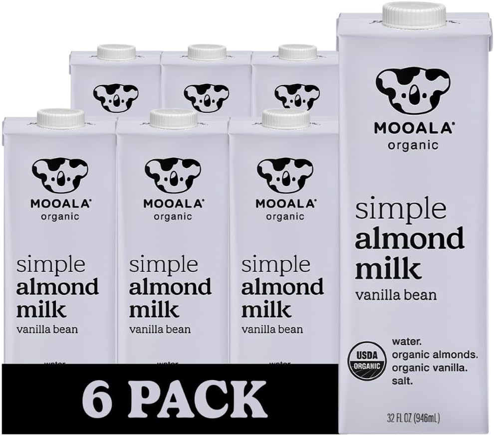 - Organic Simple Almond Milk Vanilla, 32oz - 4 Ingredient, Shelf Stable, No Gums, No Oils, No Fillers, Unsweetened, Non-GMO, No Additives, Dairy Free Plant Based Milk, 6 pack