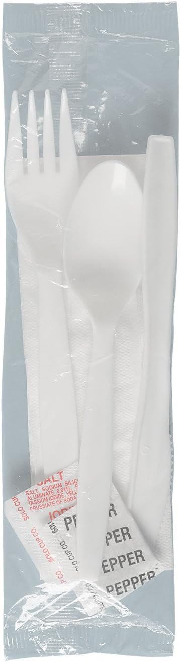 Solo MOW8Z-0007 Medium Weight PP White Knife-fork-tsp-npk-sp-bulk (Case of 500 Kits)