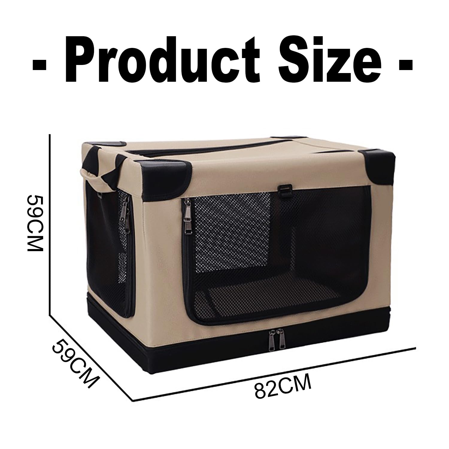 Hundebox Faltbar, Transportbox Katze Groß,Weicher Haustier-Transportkorb (82x59x59CM) zum Reisen,Hundetransportbox Auto für Zuhause Verstellbarer Stoffbezug mit Spiraleisenrohr