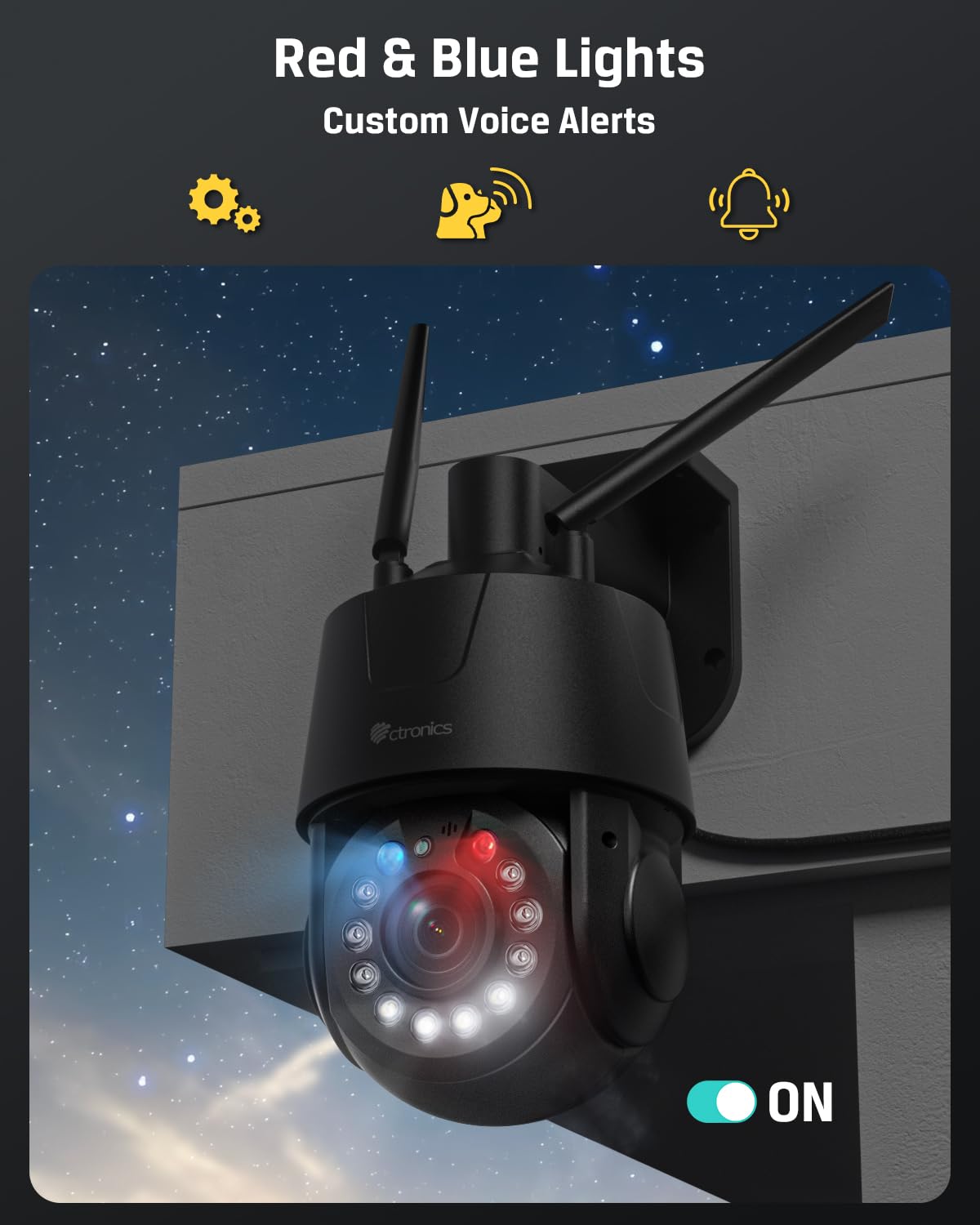 Ctronics 4K 30X Zoom Ottico Telecamera Esterno WiFi, Auto-Tracking/Zoom | Visione Notturna IR 150m/50m Colore, WiFi 5G/2,4GHz, Pattuglie & 32 Preset, TF 256GB/FTP/NVR,Metallo