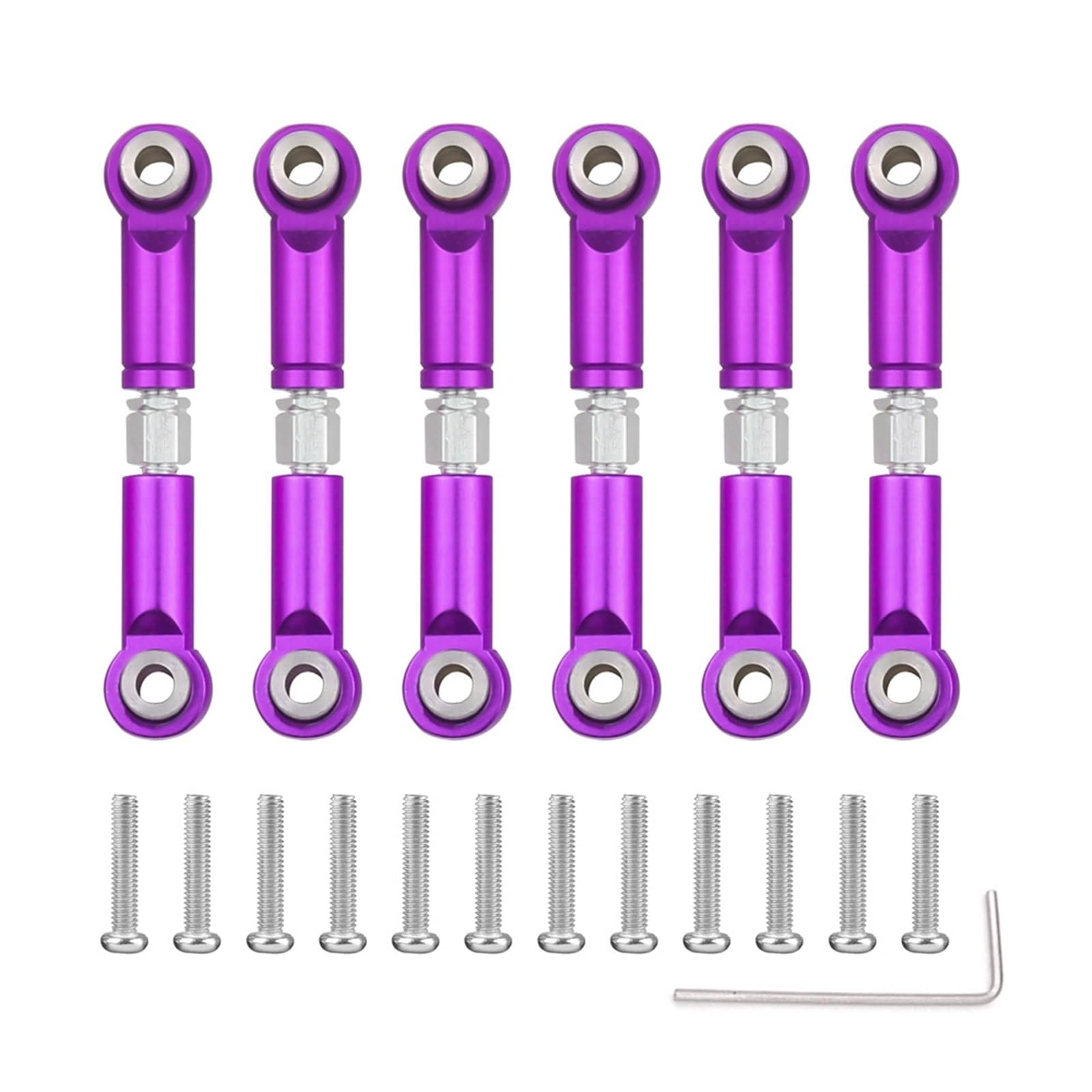 RC Upgrade Accessories for Wltoys A949 A959 A969 A979 K929 1/18 Metal Linkage Pull Rod Front Rear Servo Link Tie Rod RC Car Upgrade Spare Parts Car Accessories 6PCS(Purple)