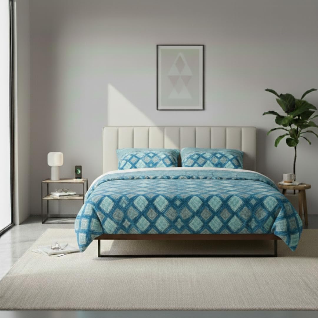 Jenny Sesàl Iside Cotton Sheet Set – Bedding Set + Pillowcases (Teal, Double)