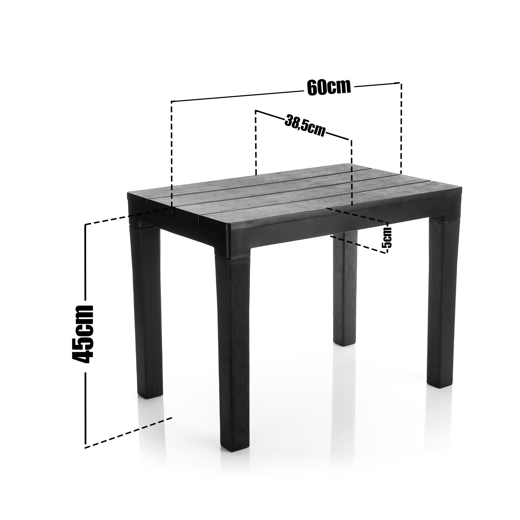 BigDean Garten Beistelltisch in Schwarz wetterfester Campingtisch | für In – und Outdoor geeignet – Kunststoff Esstisch Gartentisch Balkontisch – Made in Europa