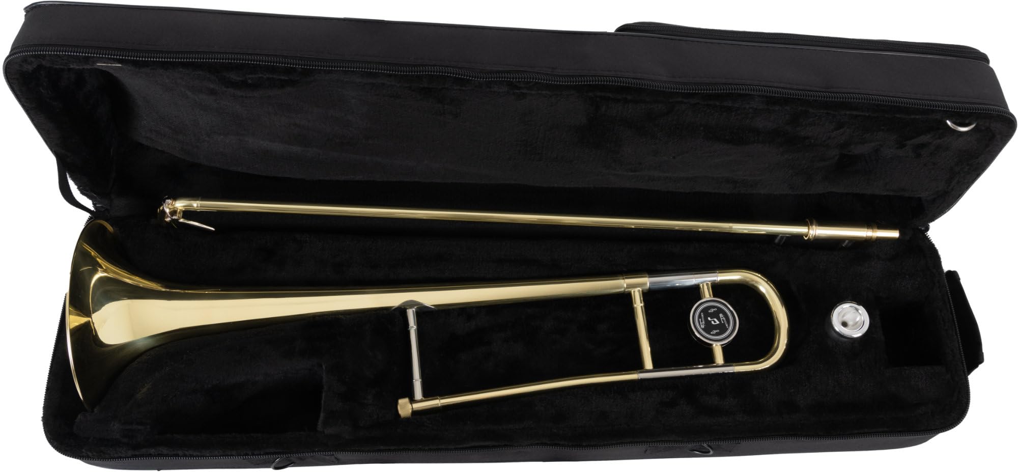 Trombone Ténor Classic Cantabile TP-12 - Accordage Bb - Corps en Laiton - Finition Vernis Clair, Coulisse Intérieure en Maillechort, Chromée - Set Incl. Embouchure et Étui Léger