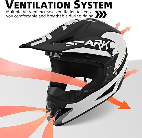 Miniatura 3 de Cascos de motocross para jóvenes, aprobados por el DOT, para niños, ATV, todoterreno, cuatro ruedas, cascos de motocicleta BMX (guantes de