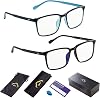 Blue Light Blocking Glasses for TV Phone Computer Gaming Screen Men and Women, TR90 Frame, Anti Eyestrain UV, 2 Pack
