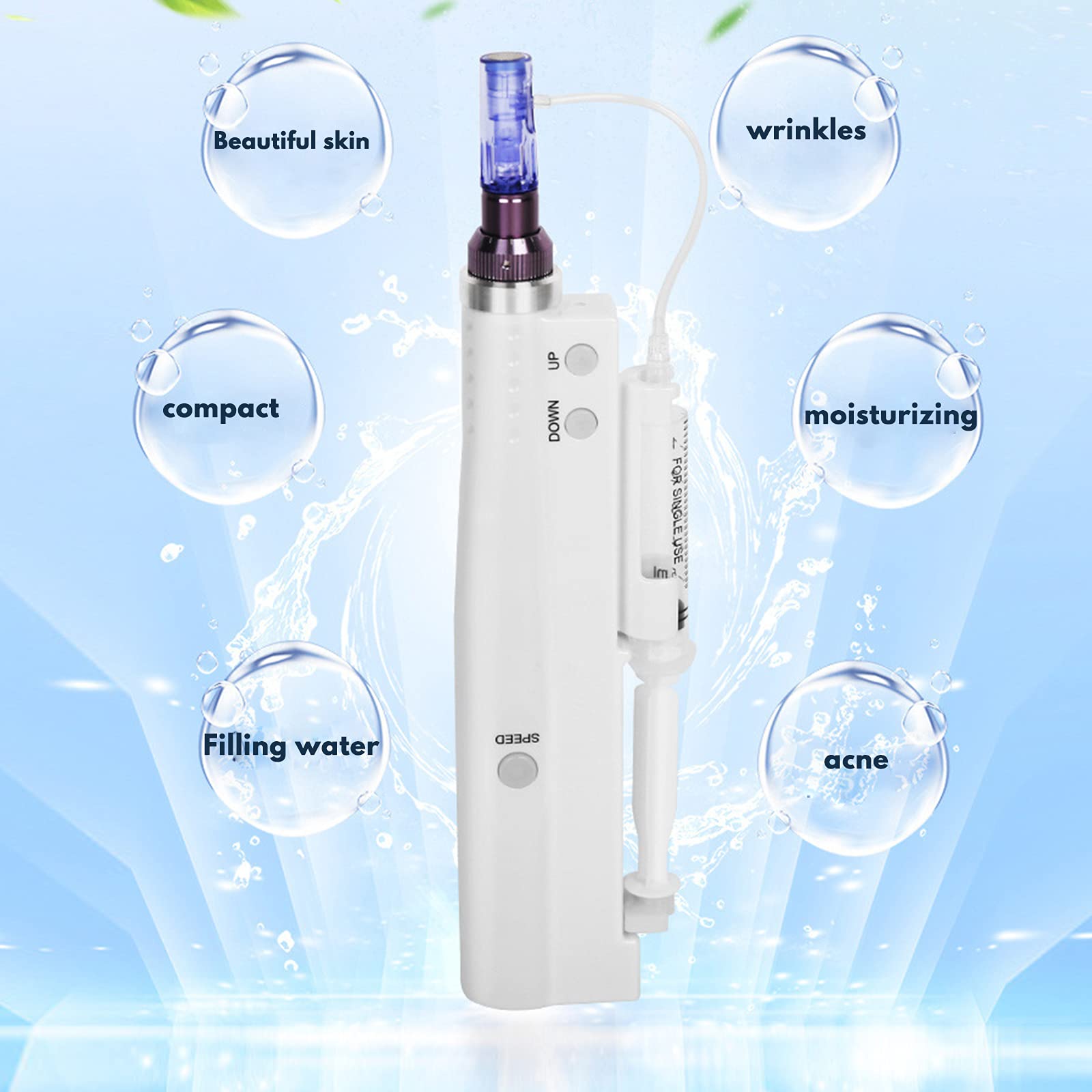 Microneedle Pen eléctrico Recargable Inalámbrico 5 Velocidades Automático con 2+10 cartuchos nano para Eliminación Acné,Arrugas, Estrías,Cuidado De Piel