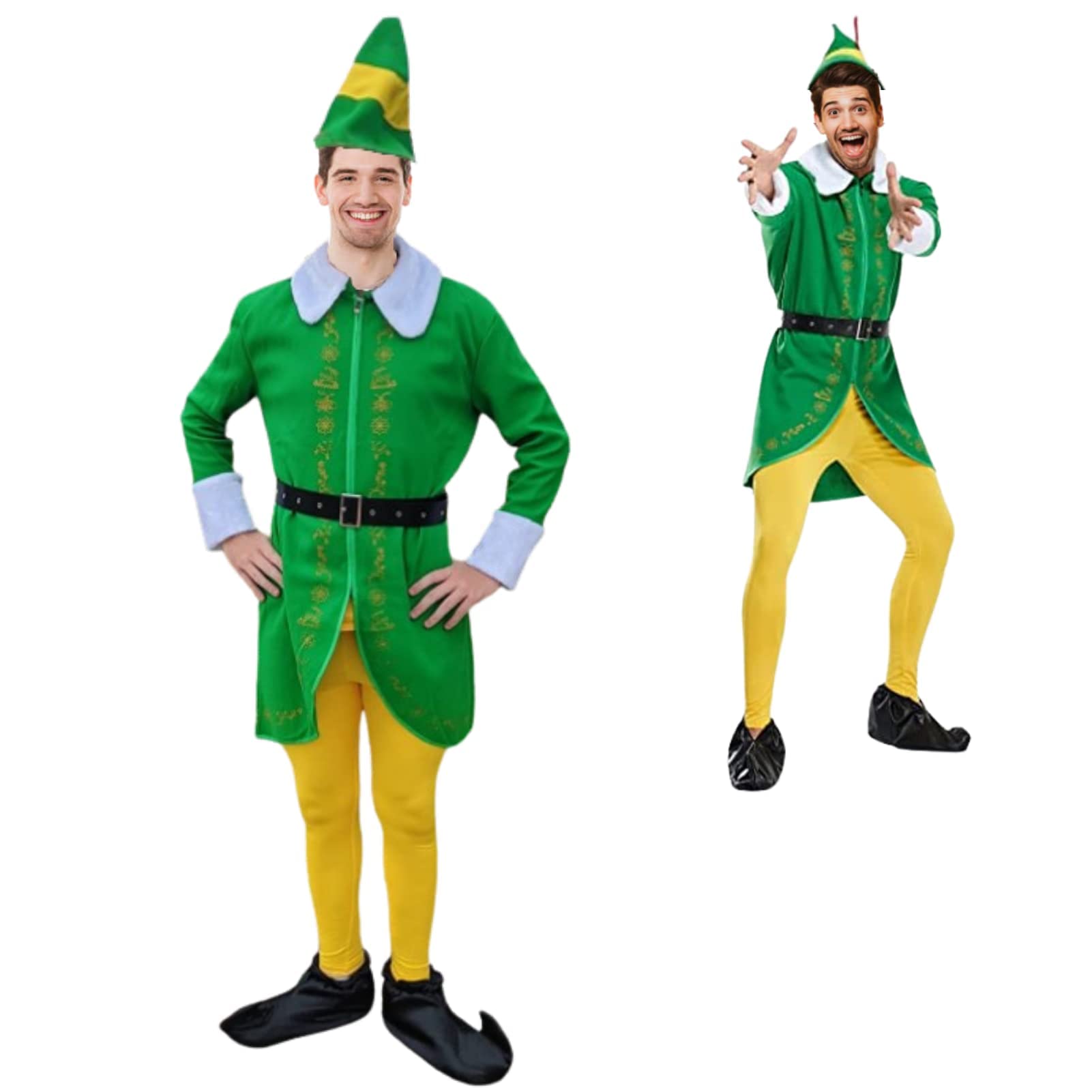 Herren Weihnachten Kostüm Deluxe Santa Anzug Erwachsene Kostüme Urlaub Halloween Cosplay Set 6 Stück Mantel Hut Hose Gürtel