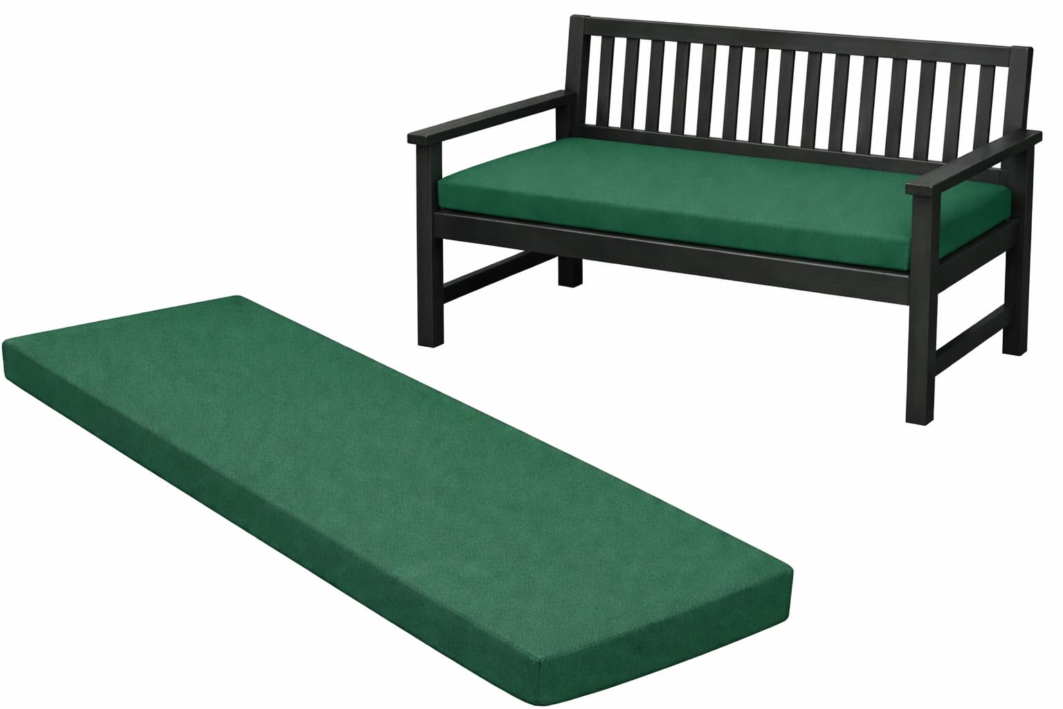 Pinkfairy Garden Bench Seater Outdoor Furniture Rattan Sofa Patio Cushion Sun Lounger Swing Chair Indoor Cushions Floor Seat Rectangle Large Foam Pad (Bottle Green, 4 Seater 170cm x 51cm x 6cm) — image 1