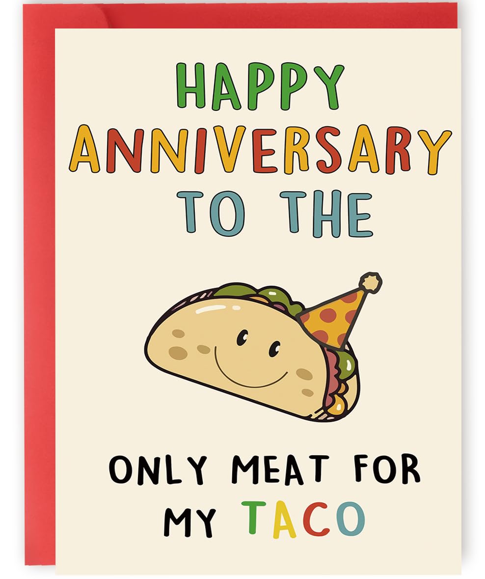 OJsensai Cute Anniversary Taco Gifts for Men Him, Cool Aday Card for Husband Boyfriend Fiance, Happy Wedding Anniversary from Wife Girlfriend Fiancee