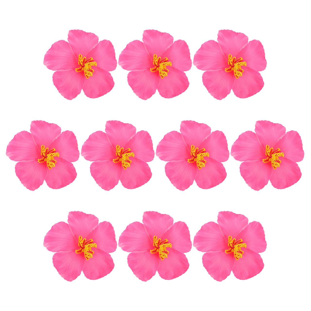 PRETYZOOM 10Pcs Pink Hibiscus Artificial Flowers Small Faux Floral Decorations for Wedding Bridal Shower Tropical Party Home Office Decor and Creative Diy Photography Props