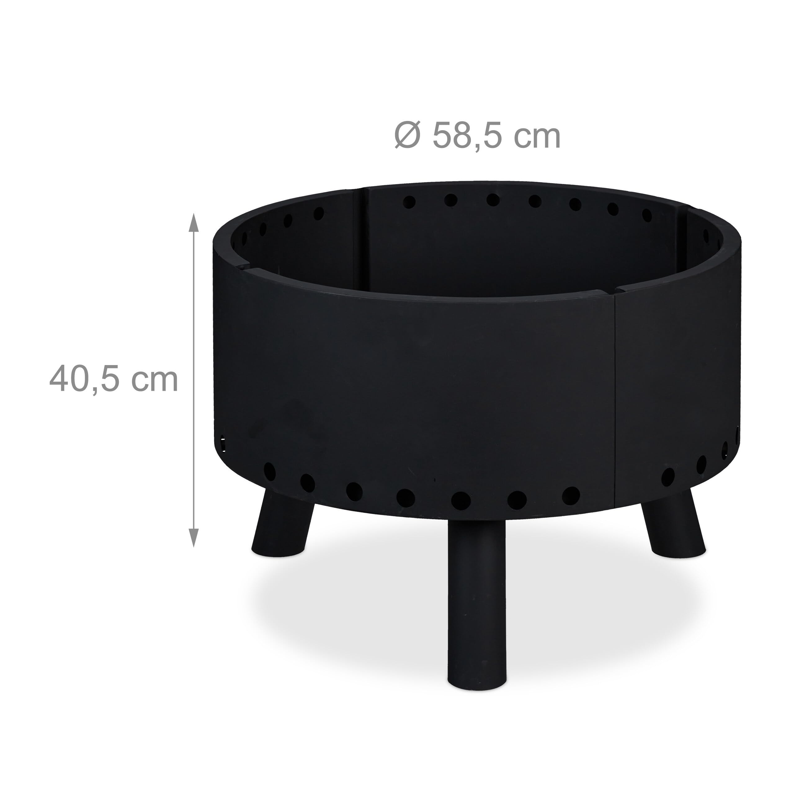 Relaxdays Brasero de Jardin, Bouclier Thermique, tisonnier, Protection des Flammes, bac à feu, HxD 40,5 x 58,5 cm, Noir
