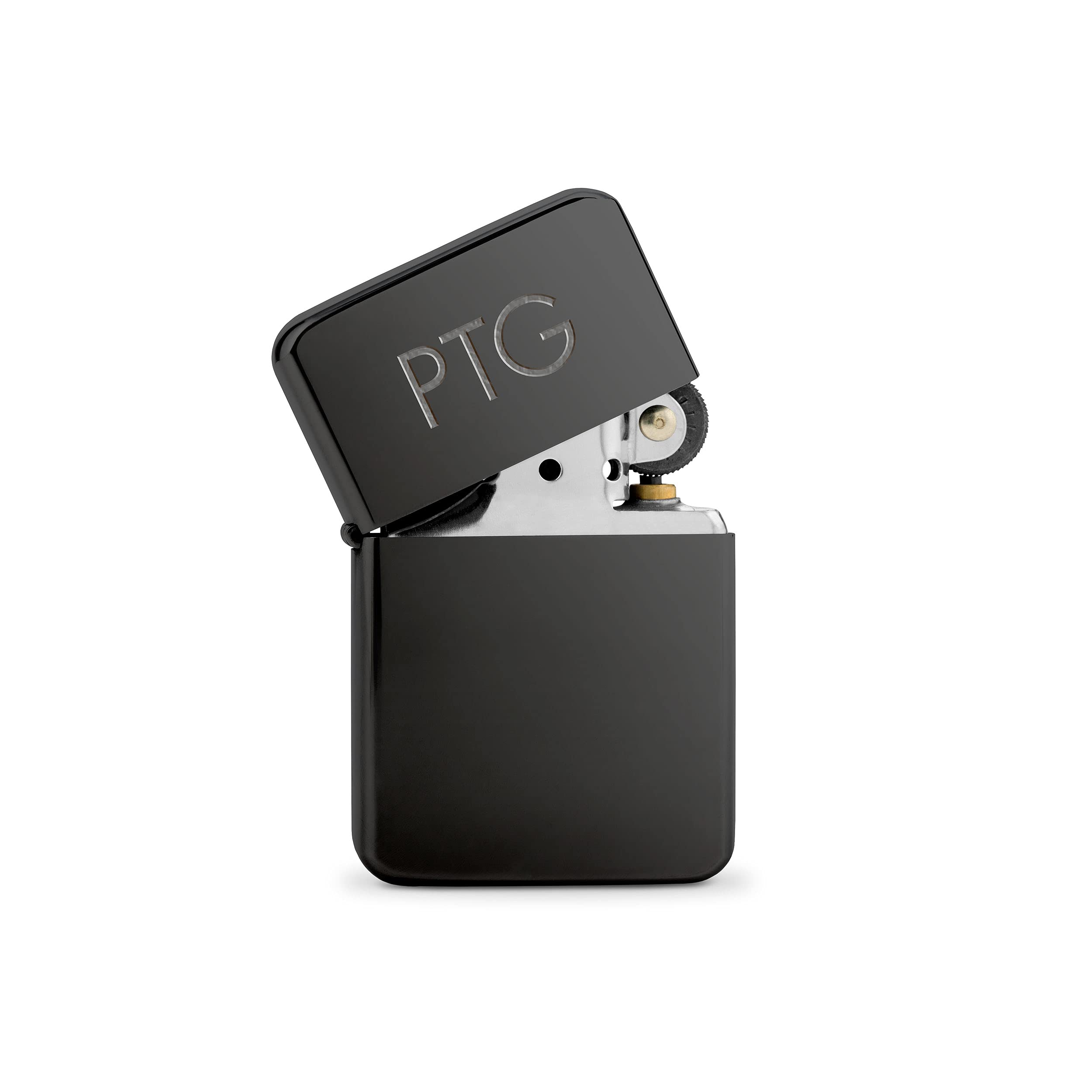 WEDDINGSTAR Personalized Engraved Gunmetal Black Metal Windproof Lighter, Customizable Monogram Engraving, Refillable, Classic Style