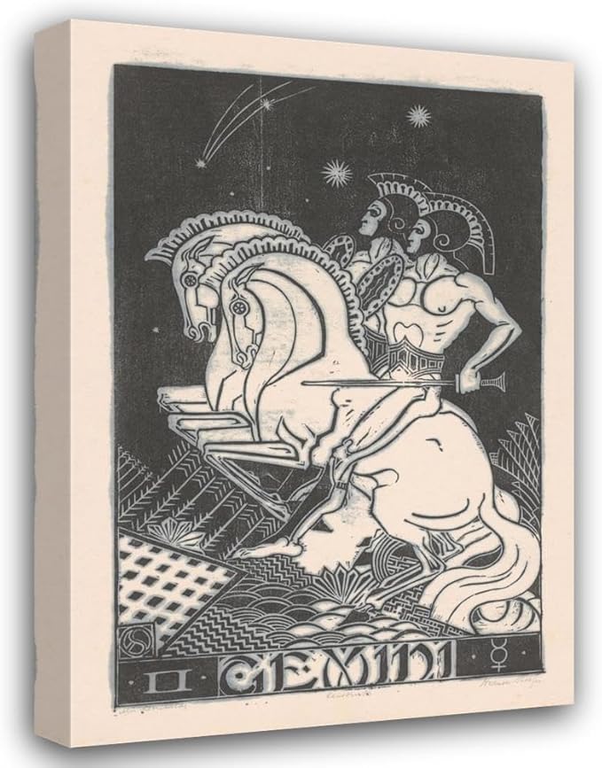 Henri Van Der Stok 33x48 Huge Gallery Wrapped Canvas Museum Art Print Titled: Zodiac Sign Gemini (1880-1946)