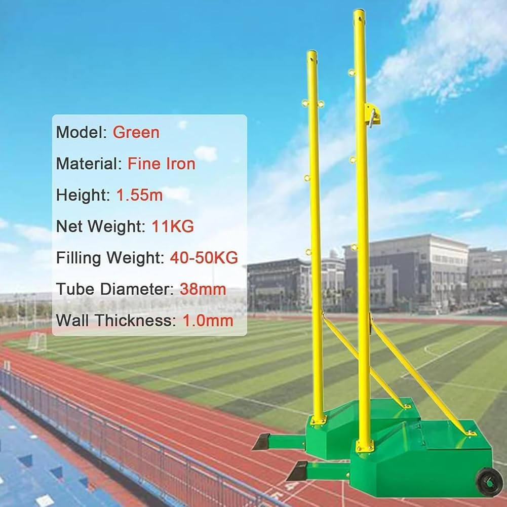 Outdoor Badminton Pole Kit Set, Heavy Duty Volleyball/Badminton Stand with Net, Badminton Poles for Backyard with Wheels, Movable Badminton Pole Stand with Heavy Duty Base