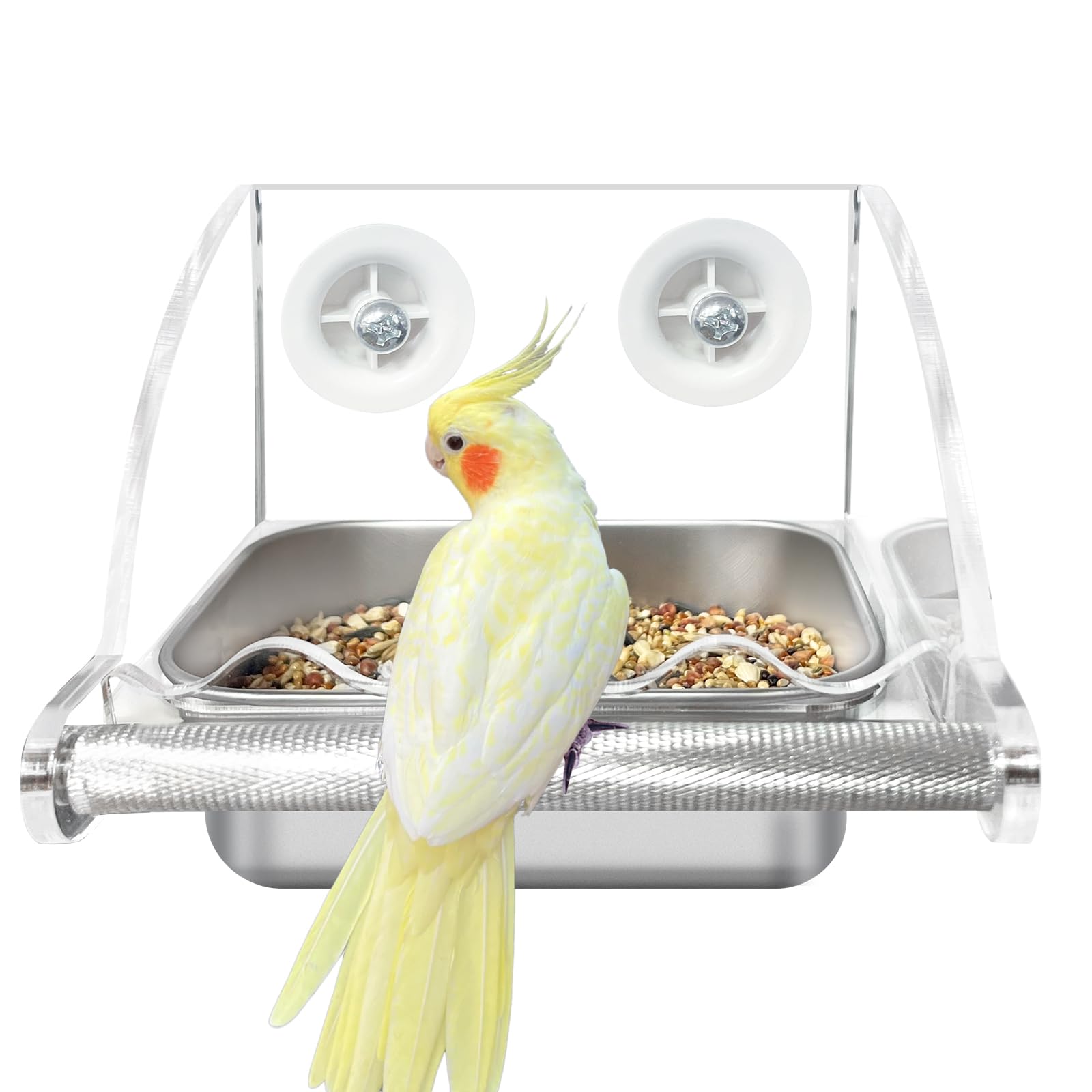 Bird Feeder for Cage,No Mess Bird Feeders, with Anti-Slip Stand, Stainless Steel Bird Bowls Parakeet Feeder for Parakeet, Psittacus Erithacus, Lovebirds,Budgies