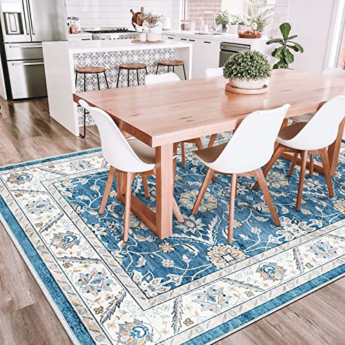 Topruug Washable Area Rug 5X7 For Living Room Non Slip Runner Rugs With Rubber Backing For Bedroom Soft Kitchen Runner Rug Stain Resistant Non Shedding Rug Farmhouse Distressed Carpet Runner #TOP3
