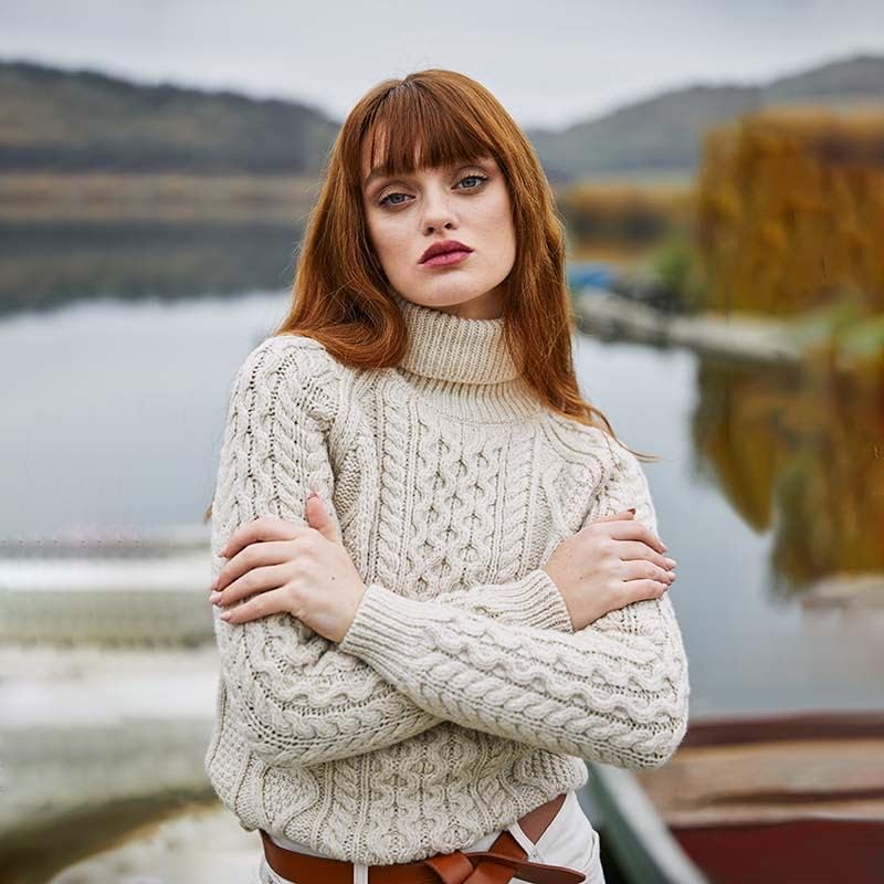 SAOL Women's Wool Sweater Irish Cable Knit Jumper Made in Ireland - Image 6