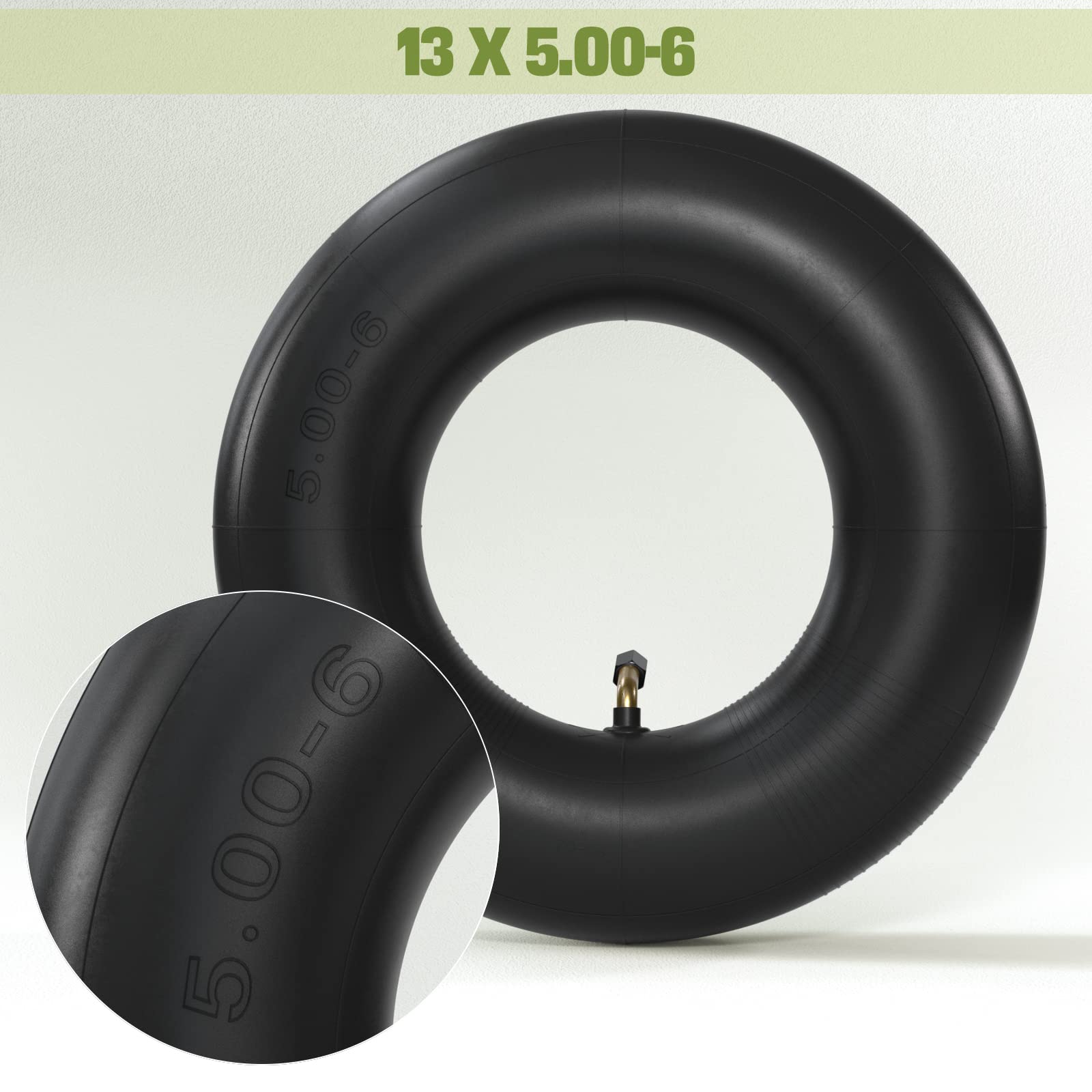 1PZ F3I-5W6 2x 13x5.00-6 pollici camere d'aria con valvola curva TR87, tubo rinforzato per ruote trattore tosaerba carriole Go Karts Dirt mini Quad tosaerba rimorchi