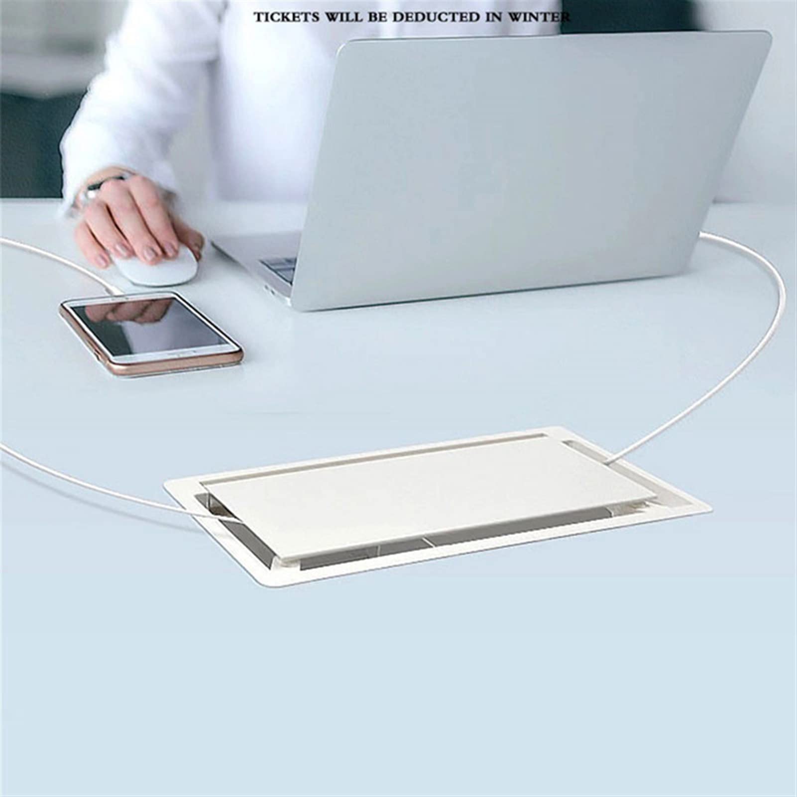 Passacavo per scrivania, Copriforo for cavi in ABS Base rettangolare Uscita cavi for tavolo Scrivania for computer Passacavo Protezione for cavi Organizzatore(Silver)