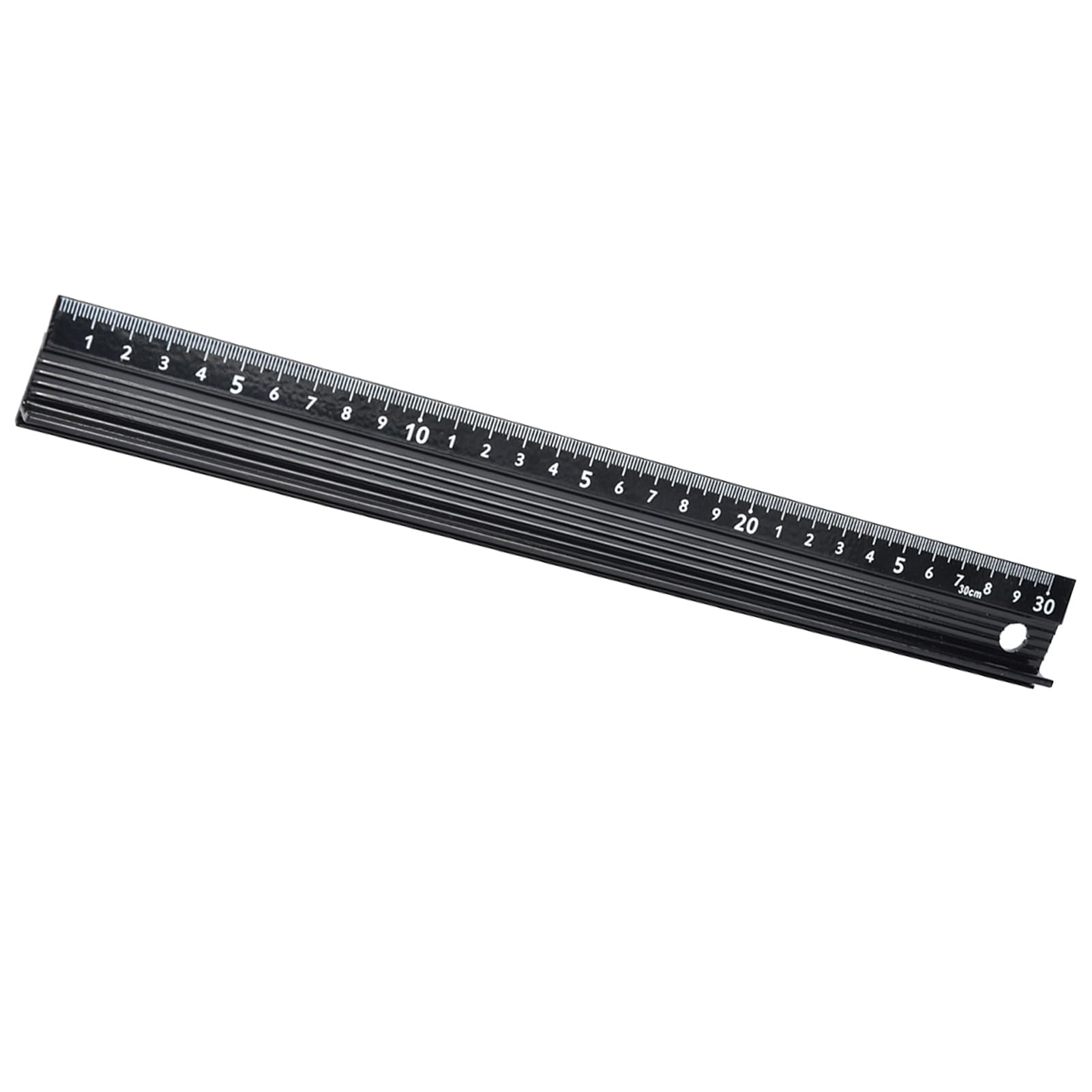 SIXRUN Aluminium-Lineal L-Typ, Schneidelineal 20cm 30cm 45cm mit Gummierter Unterseite, Rutschfest und mit Schutzplatte, für Längenmessung, Gerades Schneiden, Heimgebrauch (L-Typ 30 cm)