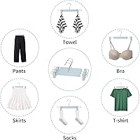 Vista 6 de Paquete de 20 perchas para faldas con clips ajustables antióxido para pantalones, faldas, perchas para ropa, azul claro