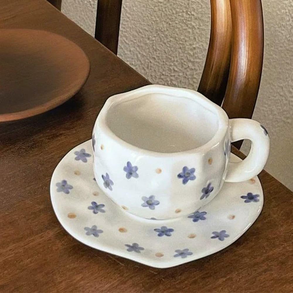 Tasses et Assiettes à café en céramique à Motif Floral, peintes à la Main sous glaçure (200 pièces)
