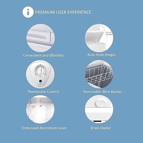 Miniatura 5 de Congelador de pecho de 7 pies cúbicos, puerta abierta superior independiente, congelador profundo con control de termostato ajustable y cestas