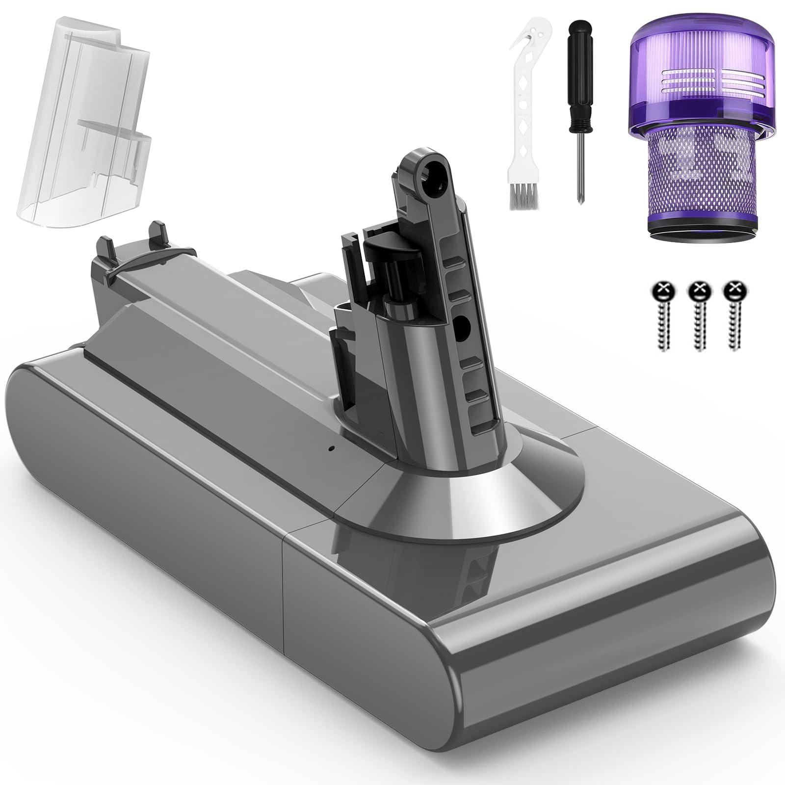 ASUNCELL 3900mAh V11 Batería para Dyson (Instalación de Tornillos), 25.2V Baterías de Repuesto para la Aspiradora Dyson V11 Animal V11 Absolute V11 Motorhead, con filtros, cepillos y Tornillos