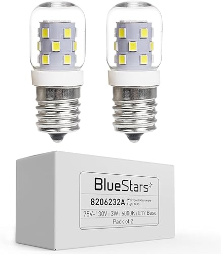 Miniatura 11 de BlueStars - 2 paquetes de bombilla para horno microondas 8206232A, 40 W, 125 V, base E17, compatible con la bombilla de microondas bajo capó