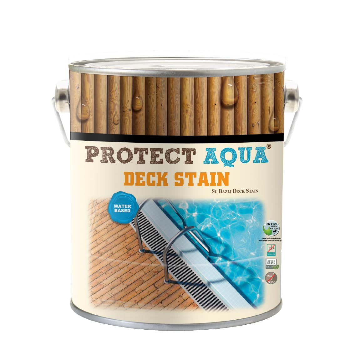 Protect Aqua Wood Stain – Deck Stain 1.3 Gallon Water-Based Semi-Transparent Exterior Wood Stain with UV & Water Resistance for Decks, Pergolas, Fences & Siding (Teak)