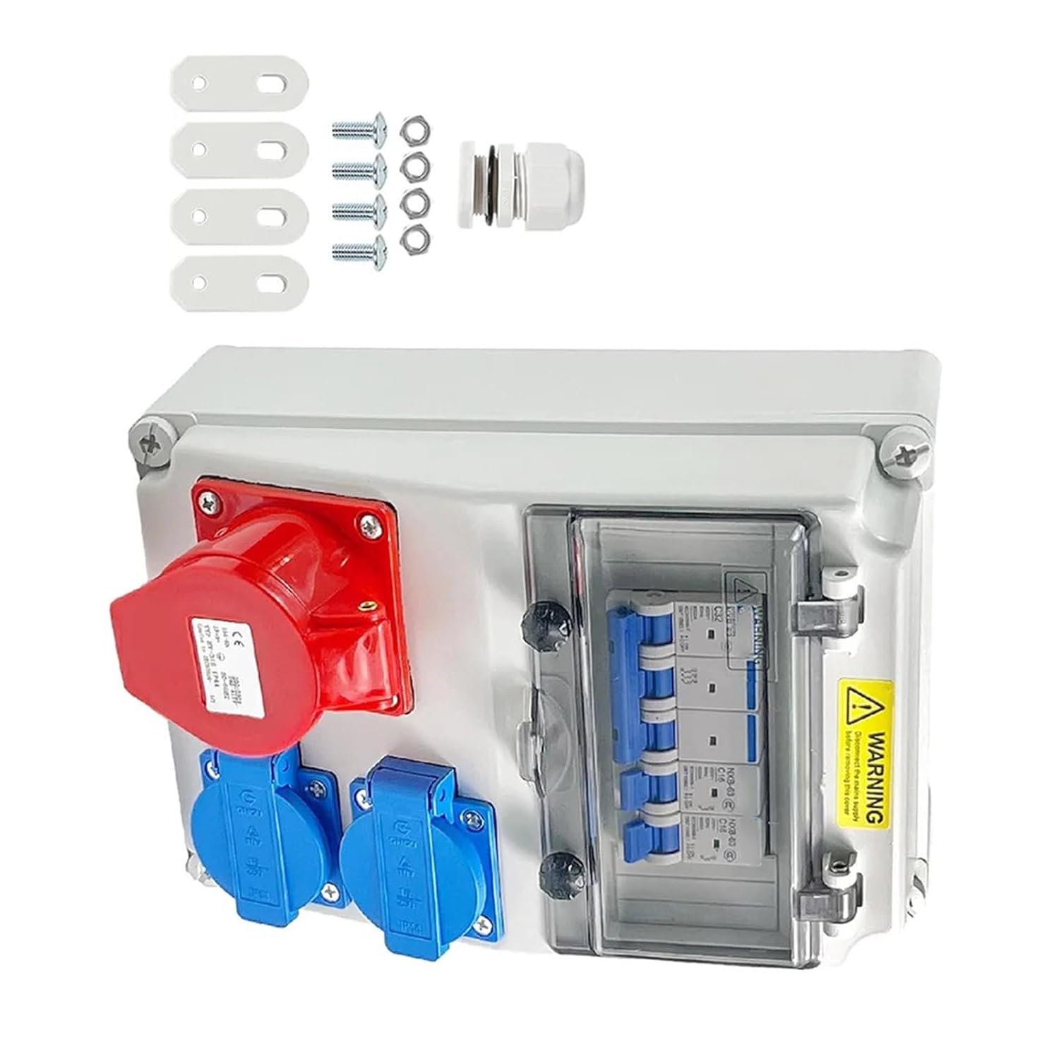 Wall Mounted Electrical Outlet Box with Socket Construction Outlet Power Distributor for Outdoor Installation and