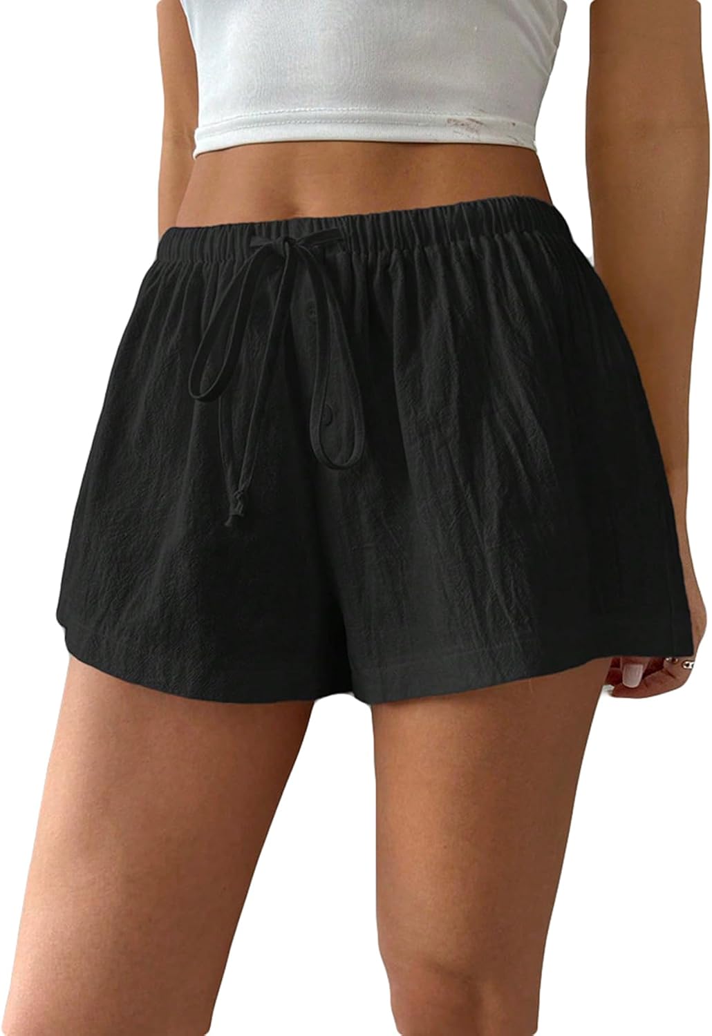 Women's Drawstring Waist Loose Button Summer Casual Shorts