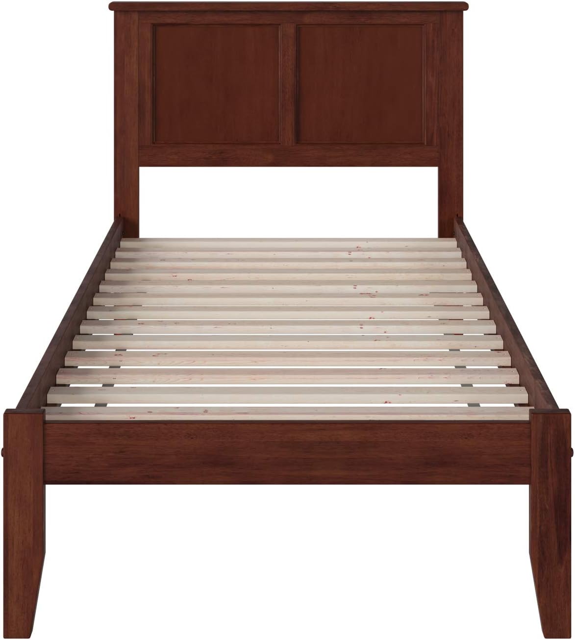 Walnut Twin XL Wood Platform Bed with Headboard