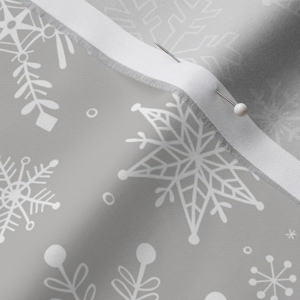 Spoonflower Fabric - Snowflakes Christmas Holiday Light Gray Snowflake Winter Holidays Snow Printed on Organic Cotton Sateen Fabric by The Yard - Sewing Quilting Apparel Home Decor