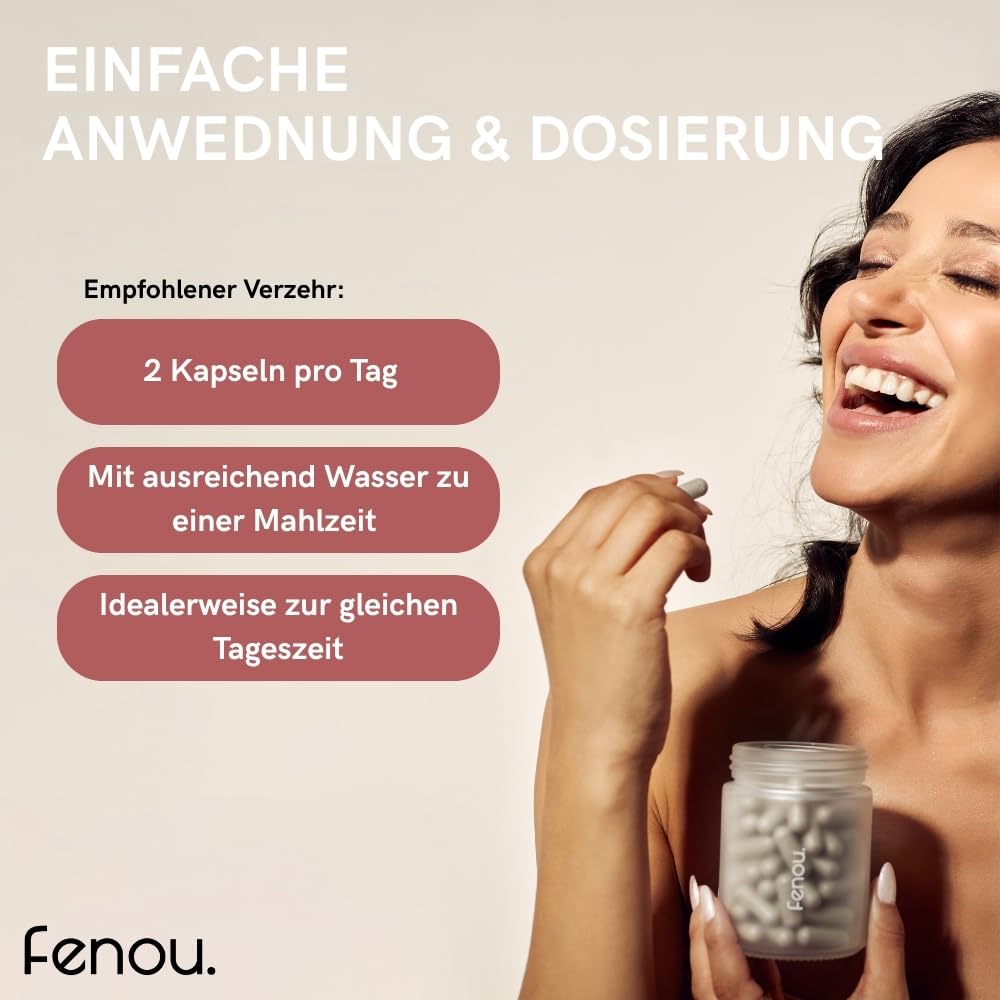 Fenou Beauty x Cycle - Nahrungsergänzungsmittel für Frauen - Pflanzliches Supplement bei Hautunreinheiten, Hormoneller Akne & Haarausfall - 60 Kapseln