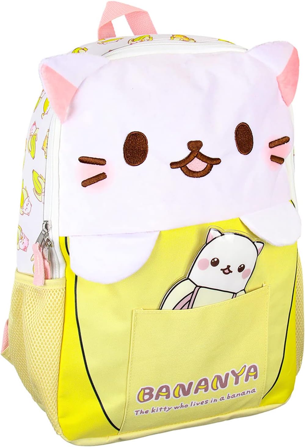 Bioworld Crunchyroll Bananya Plush 3-D Cat Anime Cartoon 16" Backpack