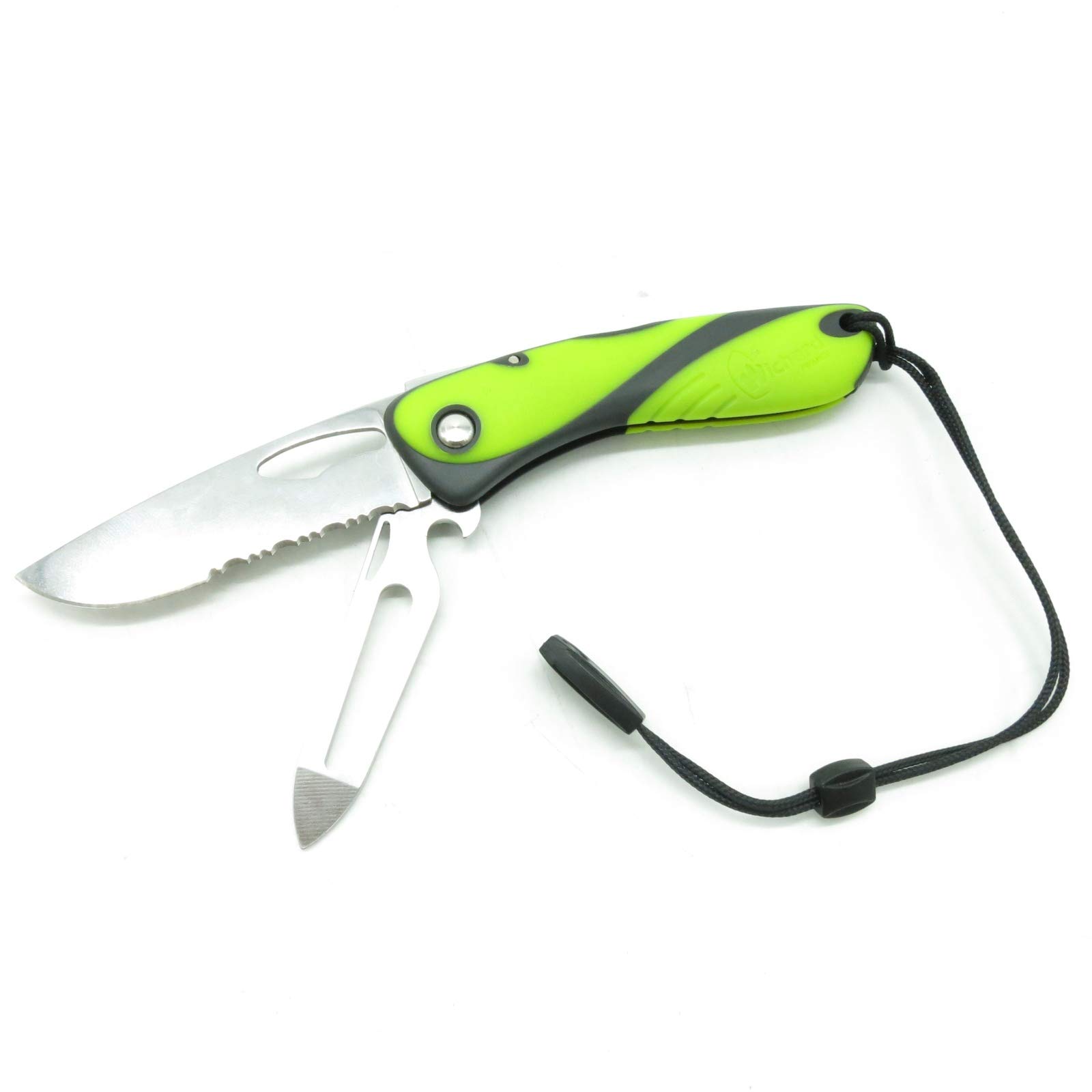 KNIFE OFFSHORE SHACKL KEY+SPIKE FLUO/BLK
