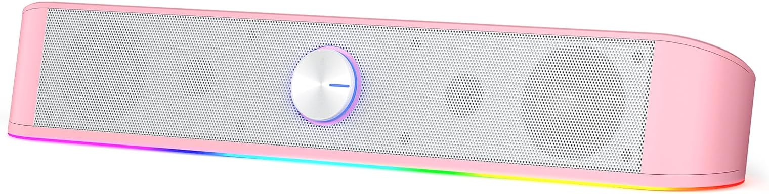 Speakers Voor Pc Redragon GS560 RGB Soundbar Voor Op Je Bureau | 2.0 Computerluidspreker Met Verlichte Audio Sync & Touch Bediening PC Soundbar