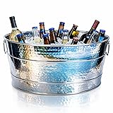 BREKX Aspen Heavy-Duty Oval Stainless Steel Drink Cooler for Parties - Metal Large Ice Bucket for Drinks, 25-Quart (30-Bottle) Large Cooler Ice Container for Parties