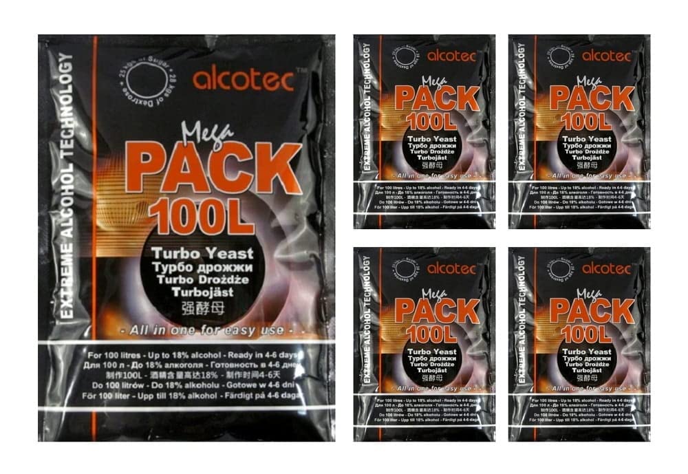 AlcoTec HUGBERT Mega Pack 100 l wódka alkoholowa drożdże fermentacyjne 18%, 5 sztuk