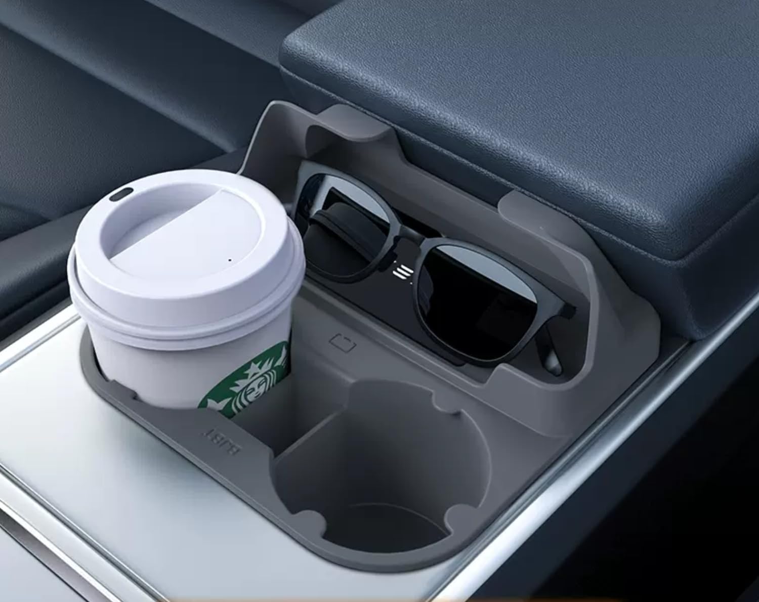 StarYtbl 4PCS Center Console Organizer, Armrest Hidden Storage Box, Cup Holder Interior Accessories for 2021 2022 20123 Tesla Model 3 Model Y (Cup Holder(Gray))