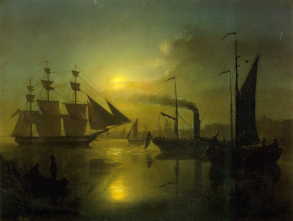 ARTXLXXBN Famous Painting Art Wall Decor Abstract Art Picture the Moonlit Harbour by Petrus Van Schendel Animal Pictures for Home Decor 60x90cm