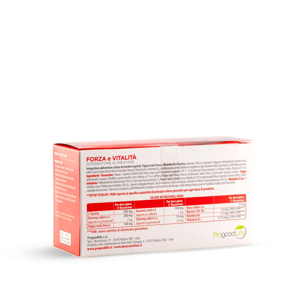 FRAU Forza e Vitalita’, Integratore Energia A Base Di Estratti Vegetali, 9 confezioni X 10 Flaconcini Con Tappo Serbatoio, Integratore Stanchezza Fisica E Mentale, Senza Glutine E Lattosio, Bianco