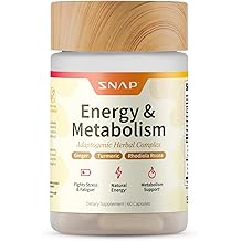 Snap Supplements Energy &amp; Metabolism Herbal Complex for Fatigue, Stress Relief, Energy Booster &amp; Better Mood, Energy Pills for Women &amp; Men, 60 Capsules (30 Servings, 1 Month Supply)