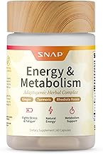 Snap Supplements Energy & Metabolism Herbal Complex for Fatigue, Stress Relief, Energy Booster & Better Mood, Energy Pills for Women & Men, 60 Capsules (30 Servings, 1 Month Supply)