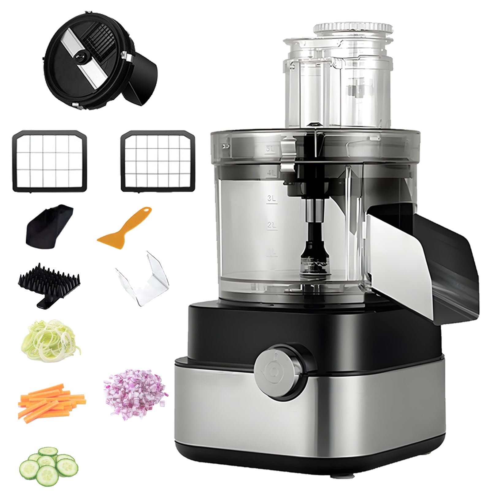 Triturador De Verduras Multifuncional, Rallador, Picadora De Carne Multifuncional, 5 L,600 W,para Cebolla, Ajo, Zanahoria, Patata, Fruta Specification1